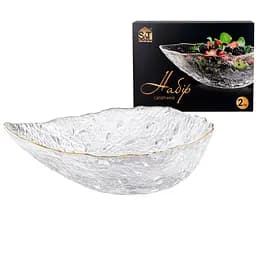 Набір салатників S&T Крапля 2 шт. прозорий золотий кант (9299-1)