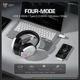 Навушники Onikuma бездротові ігрові з Bluetooth 5.3 RGB підсвітка з мікрофоном геймерська гарнітура для ПК Білий - мініатюра 5