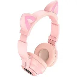 Беспроводные Bluetooth наушники Borofone BO18 Cat Ear розовый