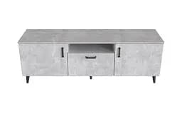 Тумба Лестер на конусних ніжках Ferrum-decor 48x139x38 Чорний метал ДСП Бетон 16 мм (FRD-106801) - мініатюра 2
