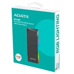 Зовнішня кишеня для накопичувача A-DATA EC700G для SSD M.2 PCIe/SATA USB3.2 Gen2 Type-C Black (AEC700GU32G2-CGY) - мініатюра 2