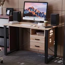 Письмовий стіл із ящиками Ferrum-decor Оскар 750x1200x600 метал Чорний ДСП Дуб Сан-Марино 16 мм (FRD-103214)