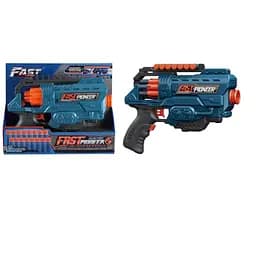 Игрушечный детский пистолет автомат. барабан на батарейках с мягкой. патронами Синий (16 шт.)(27 х 20см)