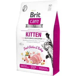 Сухой корм для котят, беременных или кормящих кошек Brit Care Cat GF Kitten Growth&Development со свежей курицей и индейкой 2 кг