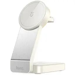 Бездротовий зарядний пристрій Hoco CQ3 3в1 магнітний молочно-білий