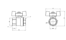 Кран кульовий Thermo Alliance Standart 1" ВВ прямий, PN40, метелик SD602NW25PN40 - мініатюра 3