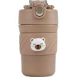 Термос Elisey "Cute bear" дитячий 420 мл з трубочкою кавовий (9185-007)