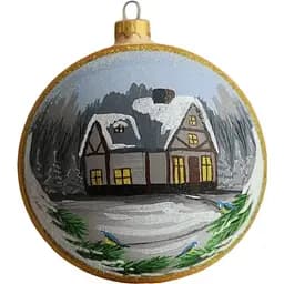 Ялинкова прикраса Санта Шоп Синиці біля будинку скло (4820001041781)