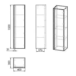 Пенал підвісний Imprese Blatna L 150x40x35 см white f3283W, Білий - мініатюра 2