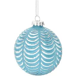 Ялинкова кулька Chomik скляна  луска рельєф 8 см блакитна (5900779842410_2)