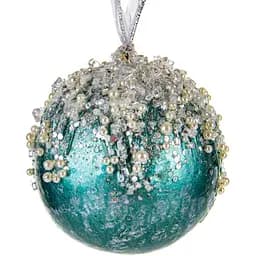 Ялинкова прикраса Lefard Куля 12 см бірюзова (66-166)