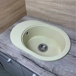 Кухонна мийка Adamant OVALE ivory 610x420x180 мм, з крилом 61 см - мініатюра 3