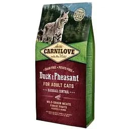 Сухой корм Carnilove Cat Hairball Control для вывода шерсти у кошек утка и фазан 6 кг