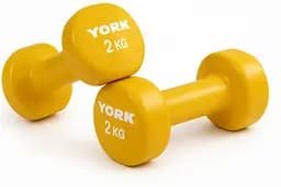 Гантелі для фітнесу вінілові круглі York Fitness 2х2 кг жовтий