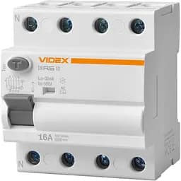Дифференциальное реле Videx Resist АС 4п 30мА 10кА 16А (VF-RS10-DR4AC16)