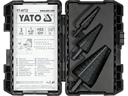 Свердла конічні ступінчасті по металу Yato Ø=4-12; 4-22; 6-38 мм матеріал HSS 4241, 3 шт. (YT-44732) - мініатюра 2