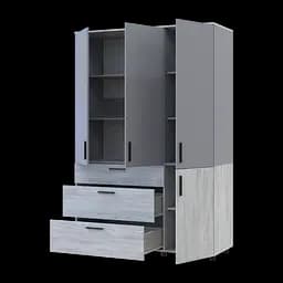 Шафа для одягу Doros Торн Сосна Натті/Сірий 3 ДСП/3Ш (полиці) 135х51.6х200 (44900514) - мініатюра 2