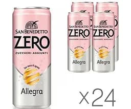San Benedetto Allegra, Упаковка 24 шт. х 0,33 л, Напій газований соковмісний Апельсин, без цукру, ж/б