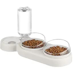 Подвійна миска для тварин Semi Animal Bowl White з автоматичною напувалкою 500 мл