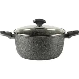 Кастрюля с крышкой TVS Mineralia Induction 24 см 4.5 л серая (00000021998)