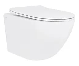 Унитаз подвесной Qtap Jay Rimless, с сиденьем Slim Duroplast/ Soft-close/ Quick Relase QT07335177RW