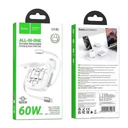 Кабель Hoco U140 Retractable charging data cable set Білий - мініатюра 2