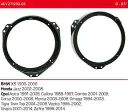 Проставки під динаміки 165 мм / 6.5" ACV 271230-03 для автомобілів BMW X5, Honda Jazz, Opel - мініатюра 4