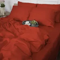 Простирадло Mirson сатин Satin Premium 0081 Terracotta 240х220 см (2200010929546) - мініатюра 2