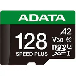 Карта пам'яті ADATA microSDXC Speed Plus 128Gb Class 10 UHS-1 A2 V30 + SD адаптер (UD128GUI3V30A2SP-RA1) [162138] - мініатюра 2