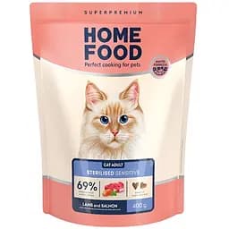Сухой корм для котов с чувствительным пищеварением Home Food Adult с ягненком и лососем 400 г