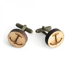 Дерев'яні запонки круглі якір звичайний Handmade acs0005927
