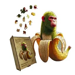 Деревянный фигурный пазл Шимпанзини Бананини, А4, Картонная коробка 100 элементов