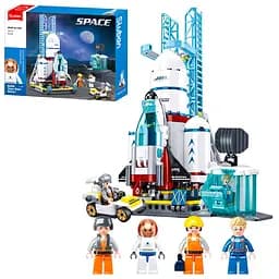 Конструктор SLUBAN Космос Ракета, станция, 424 детали, фигурки, 42.5x33x7 см