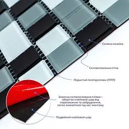 Мозаїка дзеркальна Wall Sticker 298х298х4.5мм Чорно-сіра SW-00002369 - мініатюра 6