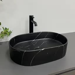 Умивальник VBI Verona 50 black marmo matt накладний VBI-011328, Чорний матовий - мініатюра 4