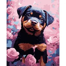 Набор для росписи по номерам Strateg Песик на черном фоне 40 х 50 см (AH1205-17)