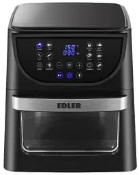 Мультипіч Edler EDAF-8221, Black, 1700W, 12л, 12 програм, керування сенсорне, таймер, автовідключення, антипригарне покриття чаші, оглядове вікно, виделка для курки, сітчатий барабан, решітка, інструмент для вилучення гриля