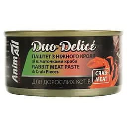  Вологий корм для котів AnimAll Duo Delice паштет з кроля зі шматочками краба 80 г