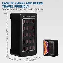 Зарядна станція ILEPO багатопортова на 20 USB портів 100 Вт / мережевий мультизарядний пристрій (19013) - мініатюра 8