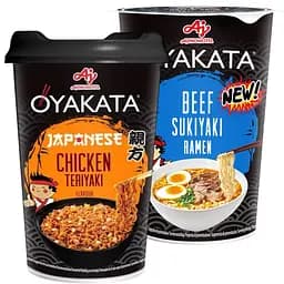 Набір: Локшина швидкого приготування Oyakata Yakisoba Teriyaki Chicken 96 г + Суп швидкого приготування Oyakata Ramen Beef Sukiyaki 63.5 г