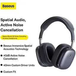 Навушники Baseus Bowie H2 Noise-Cancelling Wireless Headphone (NGTW260013) сірі - мініатюра 10
