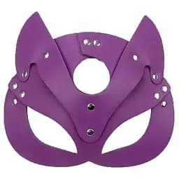 Маска кішки з екошкіри для рольових ігор One Size фіолетова