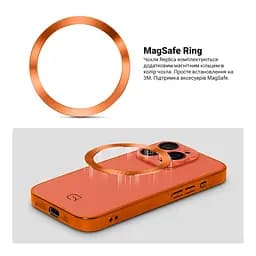 Чехол-накладка для Apple iPhone 15 Pro, Replica MagSafe, оранжевый, противоударный защитный чехол с магнитным кольцом MagSafe, защита всего корпуса, TPU+PC, зеркальный, выступающий бортик вокруг экрана, ArmorStandart (ARM76244) - мініатюра 4