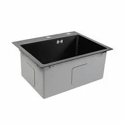 Кухонна мийка Platinum Handmade 50x45 PVD чорна (сифон круглий чорний 3.0/0.8) - мініатюра 2