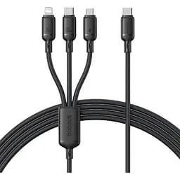 Кабель 3 в 1 Baseus Silky One-for-Three Fast Charging Cable USB-A to M+L+C 100W 1.5 м Чорний