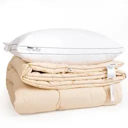 Набір MirSon вовна №9550 Gold Camel Hand Made Wool зима ковдра 140х205 см + подушка білий (2200010806359)