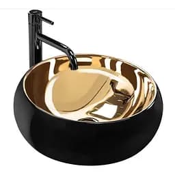 Умивальник Rea Luna black matt gold накладний REA-U3306, Золотий