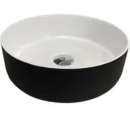 Раковина Adamant умывальник ARENA искусственный камень круглая без перелива 360х113мм врезная черно-белый