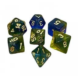 Набор кубиков Double Color Glitter 7 Dice Set - Blue-Yellow , 7 шт. (g7dglitdc08)