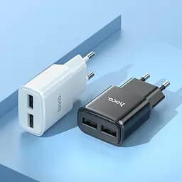 Блок живлення та кабель Hoco C88A Type-C Cable Star round dual port charger set білий - мініатюра 4
